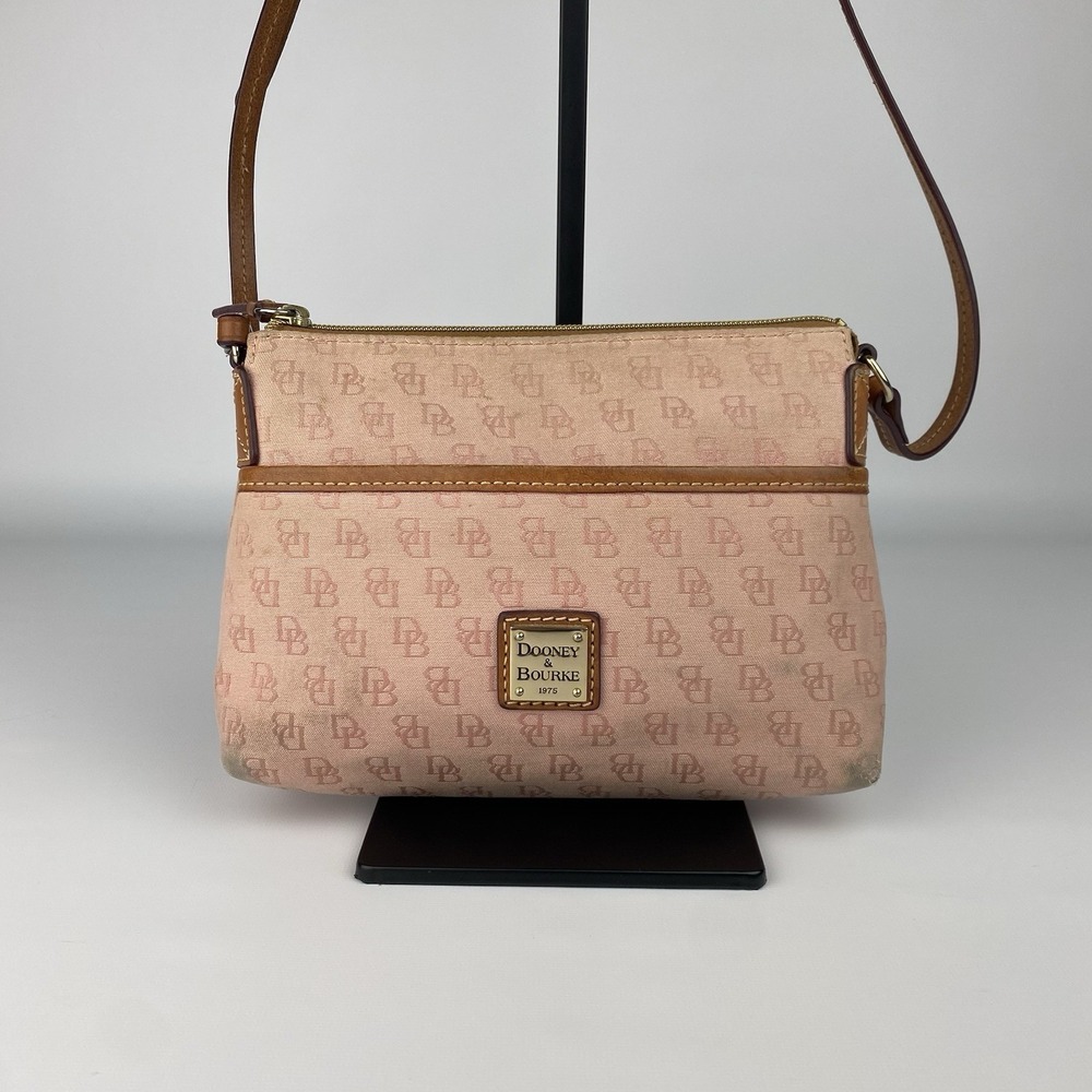 Dooney Bourke Crossbody Pink Multi Canvas Handbag Ginger Signature Logo K9366376